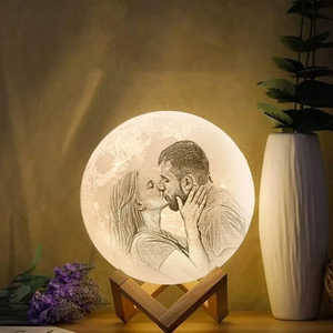 Custom 3D Photo Moon Lamp Printing Photo & Engraved Words-Touch2 Colors(10-20cm)