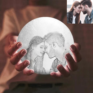UK Fast Delivery - Moon Lamp Valentine's Day Gifts 3D Printing Photo & Engraved Words-Touch2 Colors(10-20cm)