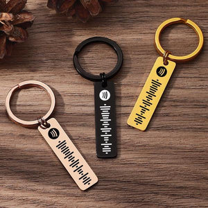 Scannable Music Spotify Code Keychain Custom Music Song Keychain Stainless Steel Black