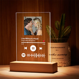 Custom Song Poster Scannable Spotify Code Personalized Photo Acrylic Music Plaque Night Light Gifts for Him