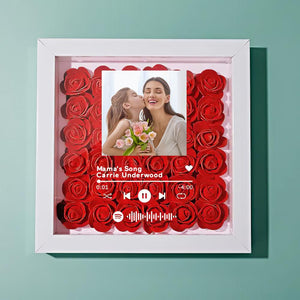 Mother's Day Gift Custom Scannable Spotify Code Photo Music Flower Shadow Box Personalized Flower Shadowbox Frame Gift For Mom - CustomPhotoWallet