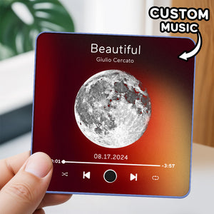 Personalized Moon Phase Music Fridge Magnet Customized Multicolor Wall Photo Sticker Music Fridge Magnet Can Play Songs - CustomPhotoWallet