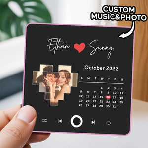 Personalized Photo Calendar Fridge Magnet Anniversary Gift Customized Multicolor Wall Photo Sticker Music Fridge Magnet - CustomPhotoWallet