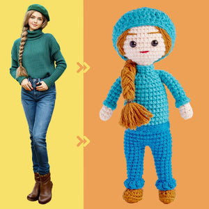 Custom Crochet Doll Personalized Gifts Handwoven Mini Look alike Dolls - Beautiful Woman Doll - CustomPhotoWallet