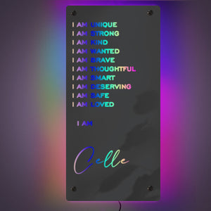 Custom Affirmations Mirror - I Am Mirror Light Colorful Bedroom Lamp Gift For Girlfriend