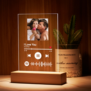 Anniversary Gifts - Personalized Spotify Code Music Plaque Glass Lamp(5.9in x 7.7in)