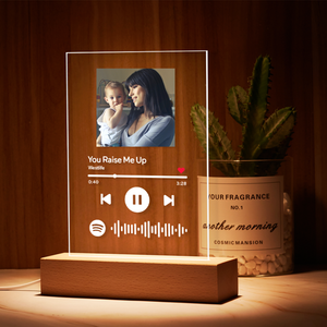 Gifts For Mum Spotify Glass Plaque Custom Photo Scannable Music Night Light