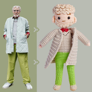Custom Crochet Doll Personalized Gifts Handwoven Mini Look alike Dolls - Fashion Grandpa Doll - CustomPhotoWallet