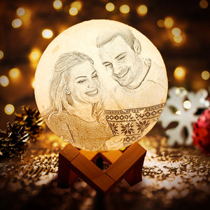 Moon Lamp 3D Printing Photo & Engraved Words-Touch2 Colors For Christmas (10-20cm)