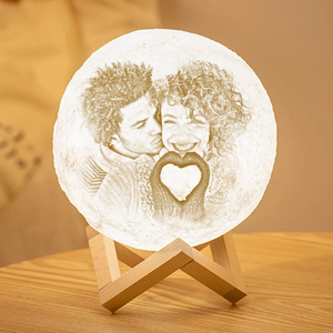 3D Personalised Moon Lamp UK Photo & Engraved Words Touch2 Colors Gifts For Couple
