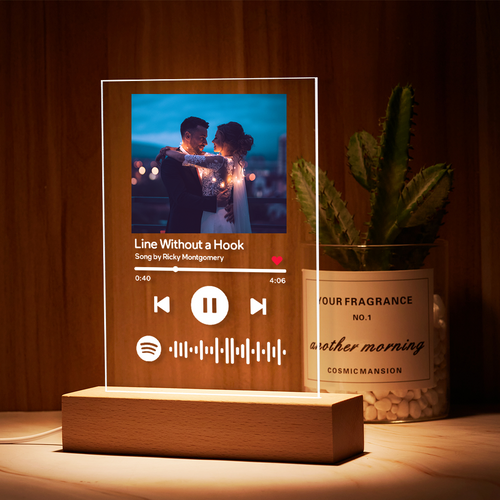 Spotify Glass 7 Colors Night Light Music LED Lamp Custom Spotify Gift for Her Print Your Song Art Glass Plaque Light up Spotify Plaque