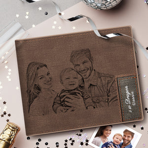 Brown Custom Photo Engraved Wallet Gifts For Family