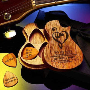 Guitar Wood Picks Box Guitar-Shaped Picks Box Plectrum Container 3pcs