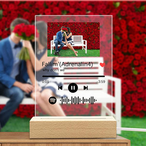 Anniversary Gifts - Personalized Spotify Code Music Plaque Night Light(5.9in x 7.7in)