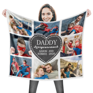 Custom Dad Blanket Personalized Photo Blankets Custom Collage Blankets - 8 Photos