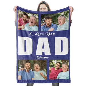 Custom Dad Blanket Personalized Photo Blankets Custom Collage Blankets - 8 Photos