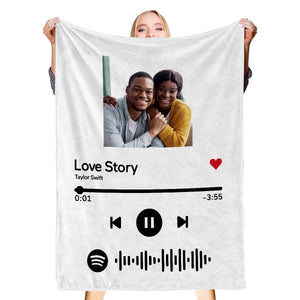 Scannable Custom Spotify Blanket Gifts For Couple