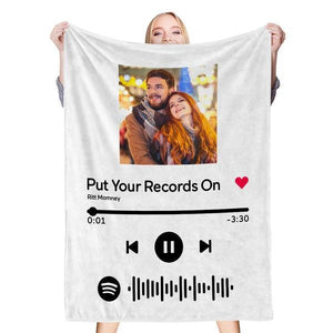 Scannable Custom Spotify Blanket White Blanket Gifts For Lover