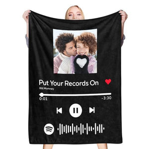 Scannable Custom Spotify Blanket Black Blanket Gifts For Lover