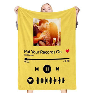 Scannable Custom Spotify Blanket Yellow Blanket Gifts For Lover
