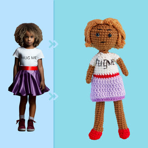 Full Body Customizable 1 Person Custom Crochet Doll Personalized Gifts Handwoven Mini Dolls - Hug Me Girl - CustomPhotoWallet