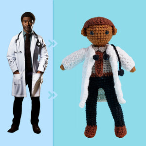 Full Body Customizable 1 Person Custom Crochet Doll Personalized Gifts Handwoven Mini Dolls - Doctor - CustomPhotoWallet
