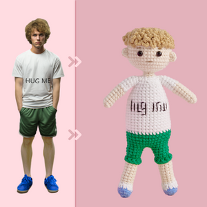 Full Body Customizable 1 Person Custom Crochet Doll Personalized Gifts Handwoven Mini Dolls - Hug Me Boy - CustomPhotoWallet