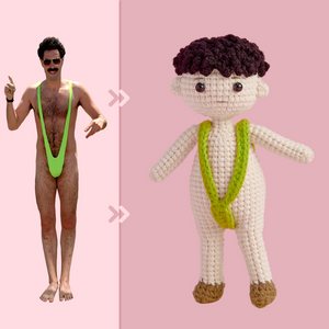 Full Body Customizable 1 Person Custom Crochet Doll Personalized Gifts Handwoven Mini Dolls - Funny Man Bikini - CustomPhotoWallet