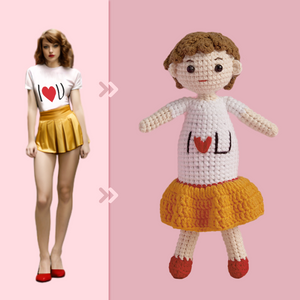 Full Body Customizable 1 Person Custom Crochet Doll Personalized Gifts Handwoven Mini Dolls - I Love U Girl - CustomPhotoWallet