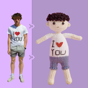 Full Body Customizable 1 Person Custom Crochet Doll Personalized Gifts Handwoven Mini Dolls - I Love You - CustomPhotoWallet
