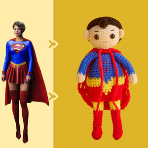 Full Body Customizable 1 Person Custom Crochet Doll Personalized Gifts Handwoven Mini Dolls - Supergirl - CustomPhotoWallet