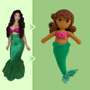 Full Body Customizable 1 Person Custom Crochet Doll Personalized Gifts Handwoven Mini Dolls - Mermaid - CustomPhotoWallet