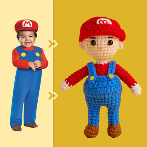 Full Body Customizable 1 Person Custom Crochet Doll Personalized Gifts Handwoven Mini Dolls - Mario - CustomPhotoWallet