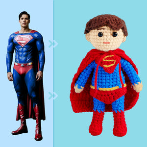 Full Body Customizable 1 Person Custom Crochet Doll Personalized Gifts Handwoven Mini Dolls - Superman - CustomPhotoWallet