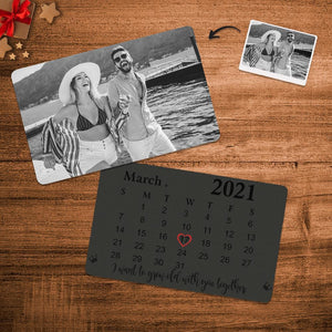 Custom Photo Calendar Wallet Card - Black & White Style