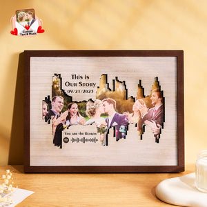 Personalized Photo Spotify Code Music Sound Wave Shaped Photo Frame with Custom Date and Text
