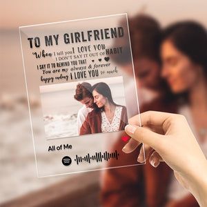 TO MY GIRLFRIEND - Personalized Spotify Code Music Plaque(4.7in x 6.3in) Anniversary Gifts