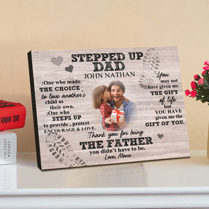 Personalized Dad Picture Frame Custom Stepped Up Dad Sign Father's Day Gift - CustomPhotoWallet