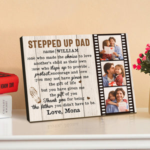 Personalized Dad Picture Frame Custom Stepped Up Dad Film Sign Father's Day Gift - CustomPhotoWallet