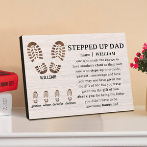 Personalized Footprint Picture Frame Custom Stepped Up Dad Sign Father's Day Gift - CustomPhotoWallet