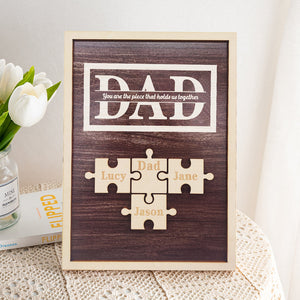 Personalized Dad Puzzle Plaque You Are the Piece That Holds Us Together Gifts for Dad - CustomPhotoWallet