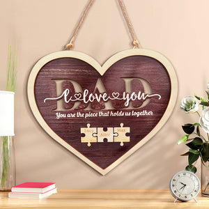 Personalized Dad Heart Puzzle Plaque You Are the Piece That Holds Us Together Father's Day Gift - CustomPhotoWallet
