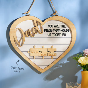 Custom Engraved Ornament Heart Shape Puzzle Pieces Gifts for Dad - CustomPhotoWallet