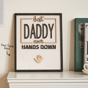 Custom Engraved Ornament Daddy Hands Down Handprint Sign Frame Gifts for Dad - CustomPhotoWallet