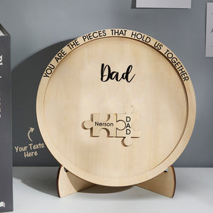 Custom Engraved Ornament Round Wooden Puzzle Pieces Sign Gifts for Parents - CustomPhotoWallet