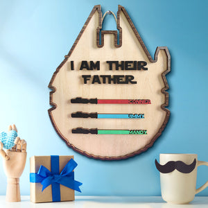 Personalized Lightsaber Plaque I Am Their Father Wooden Sign Father's Day Gift