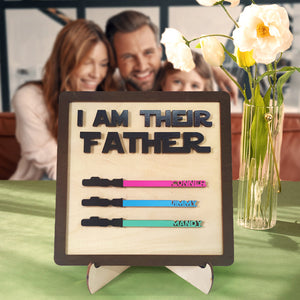 Father's Day Gifts Personalized Wood Plauqe I Am Their Father Sign Wooden Lightsaber Plaque - CustomPhotoWallet