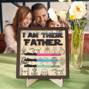 Personalized I Am Their Father Sign Wooden Lightsaber Plaque Father's Day Gifts - CustomPhotoWallet