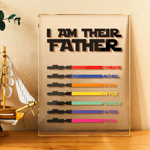 Personalized I Am Their Father Acrylic Plaque Light Saber Plaque Father's Day Gifts - CustomPhotoWallet