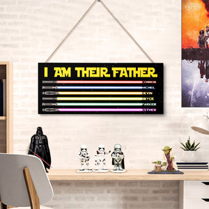Personalized I Am Their Father Lightsaber Wooden Sign Birthday Gift for Dad - CustomPhotoWallet